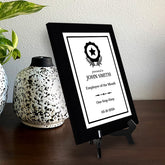 Employee Of The Month Customizable Black Frame Award Plaque | Easel Mount Option | Recognition of Achievement and Service Personalizable Plaques